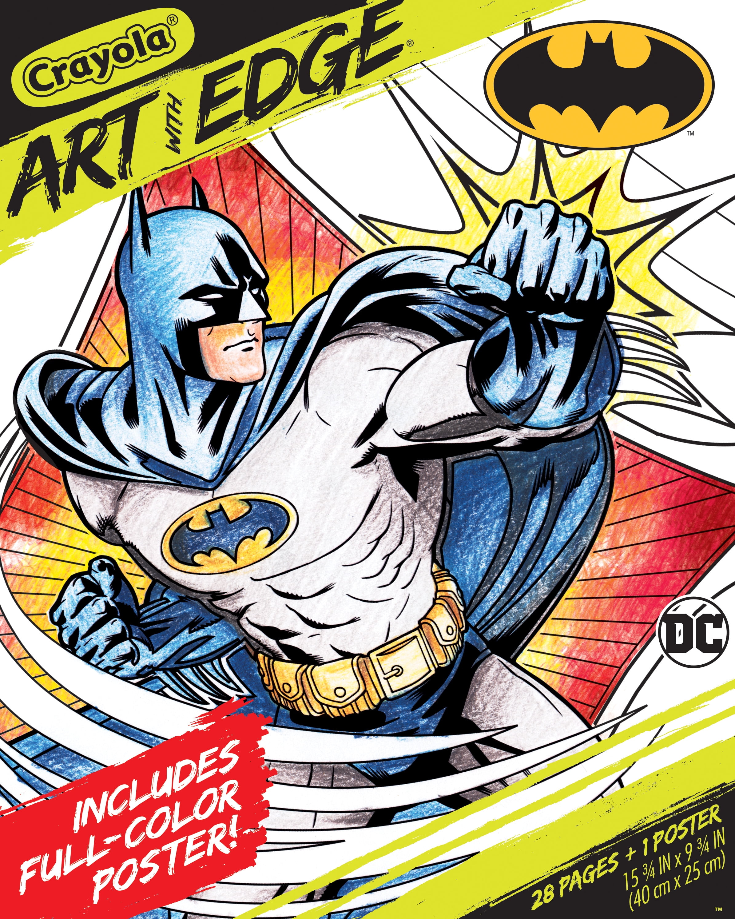 Crayola Batman Coloring Book Pages, 28 Pages, 1 Poster, Gift for Teens