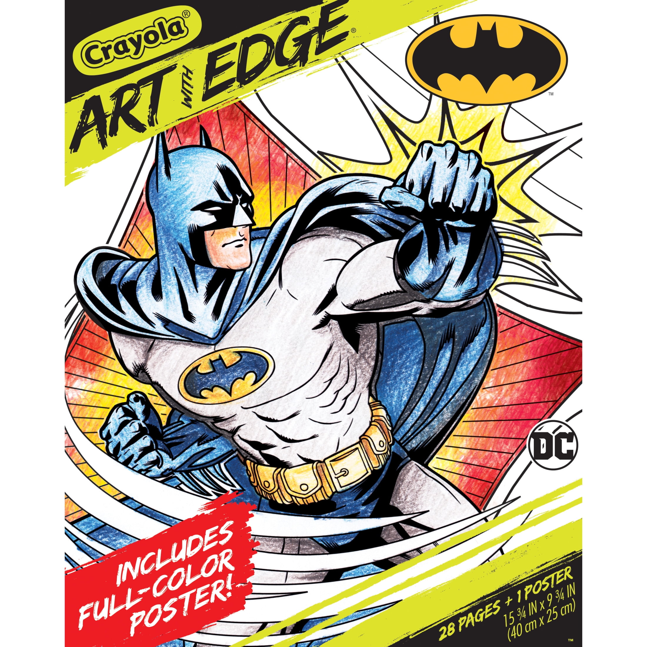 Crayola Art with Edge Batman Coloring Pages (28pgs), Includes 1 Batman Poster, Adult Coloring, Batman Collectable, Batman Gift for Comic Fans