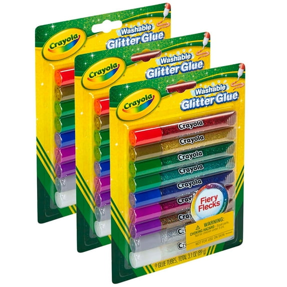 Crayola Bold Washable Glitter Glue with Fiery Flecks (27 Count)