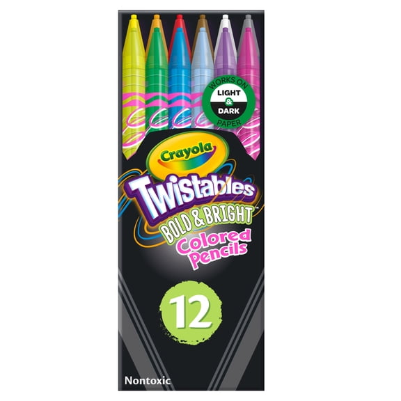 Crayola Twistables Colored Pencils Set, Bold & Bright, 12ct, Back to School Supplies for Kids and Teachers