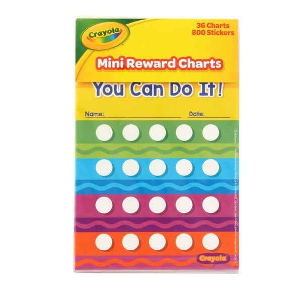 Crayola Brand Mini Reward Charts, 36 Count, 800 Stickers, Multi-Colored, FSC Paper, Classroom, Home