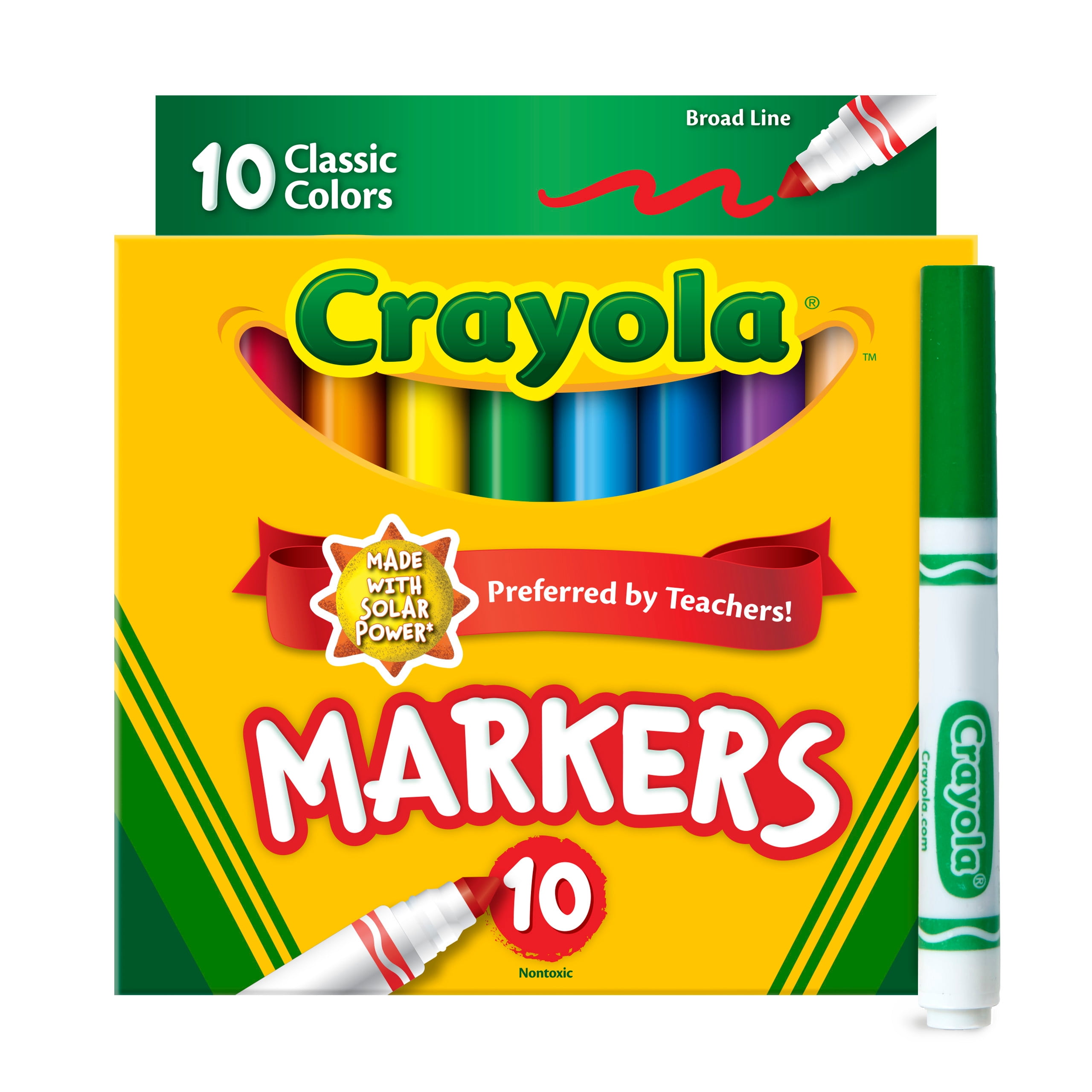 Crayola Broad Line Markers 10 Ct Classic Colors Durable Tips School 