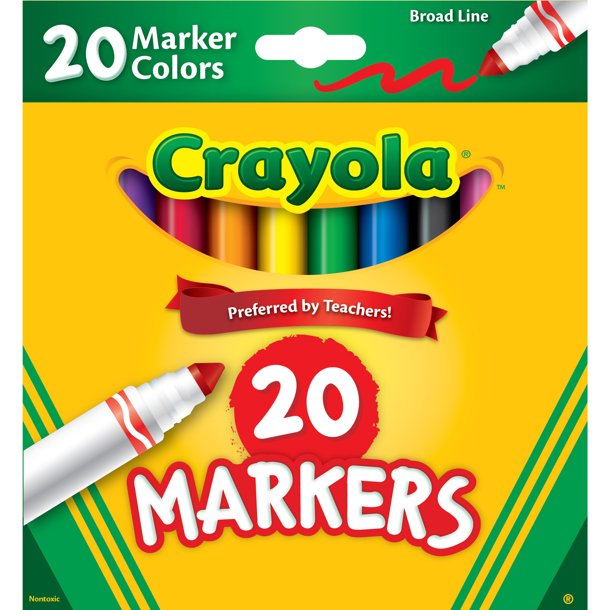 Crayola Broad Line Markers, 20 Ct, School Supplies, Easter Basket Stuffers, Classic Colors, Child - image 1 of 8