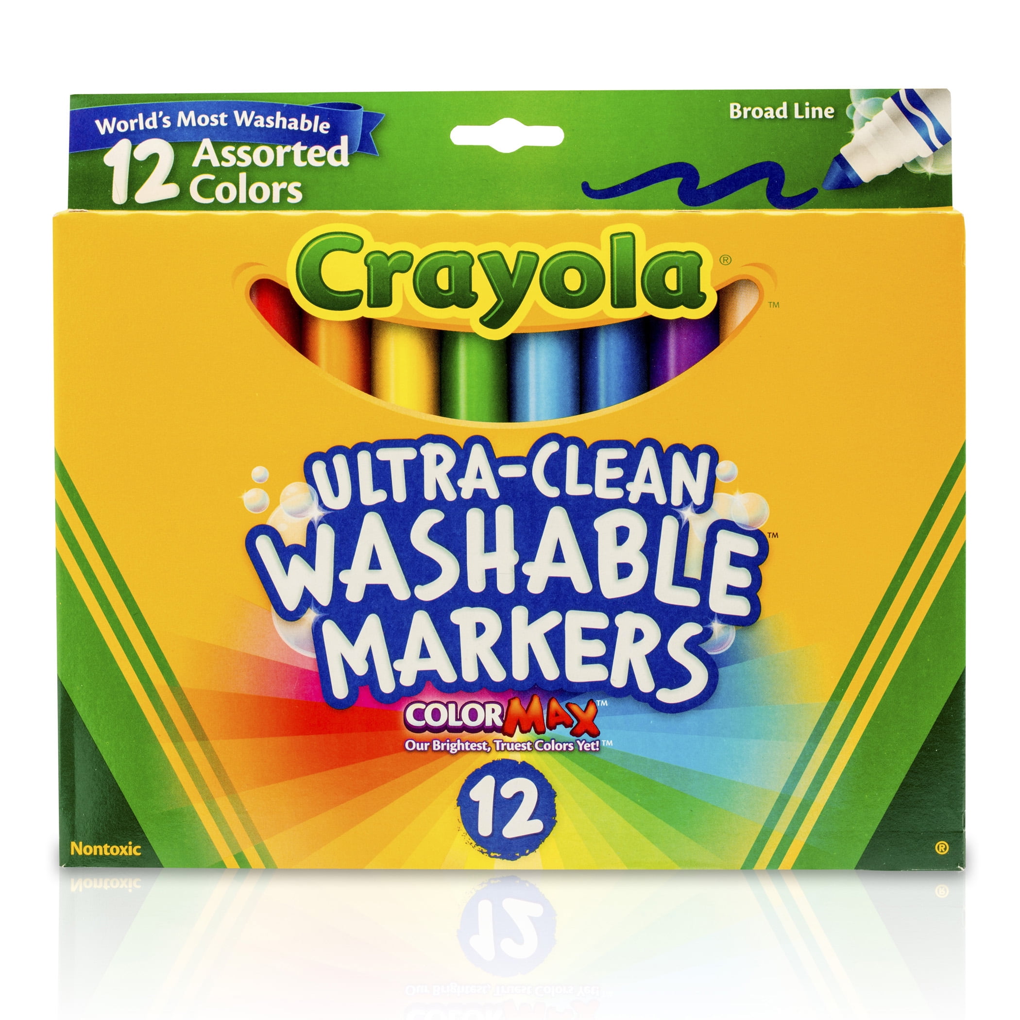  Crayola Washable Markers - Black (12ct), Kids Broad Line Markers,  Bulk Markers for Classrooms & Teachers : Toys & Games