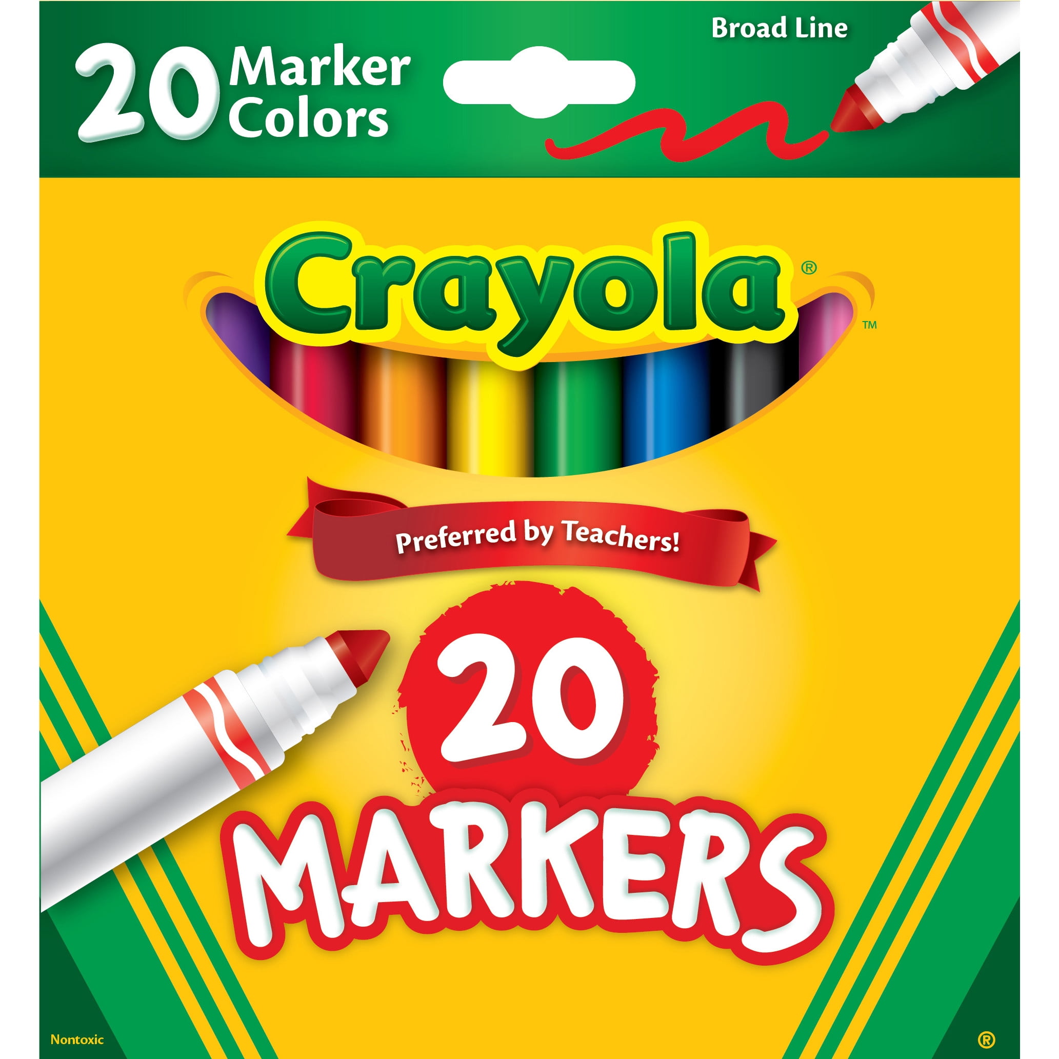 Crayola 20 Count Broad Line Markers, School Supplies, Classic Colors
