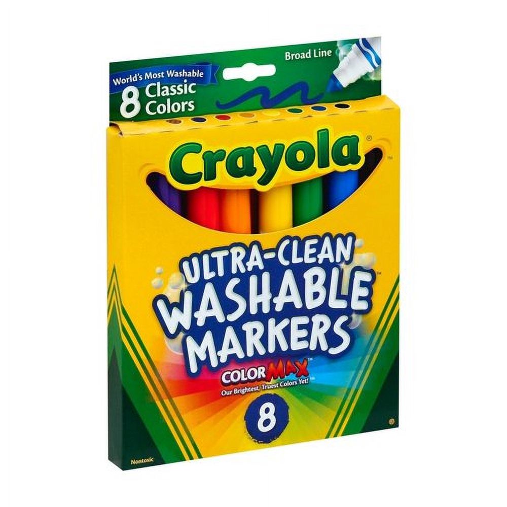 Crayola Broad Line Washable Markers Color Max, 8 Classic Colors (4 Packs)