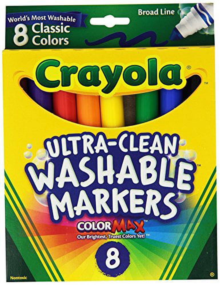 Crayola 58-7808 Washable Markers, Broad Point, Classic Colors, 8/Pack 