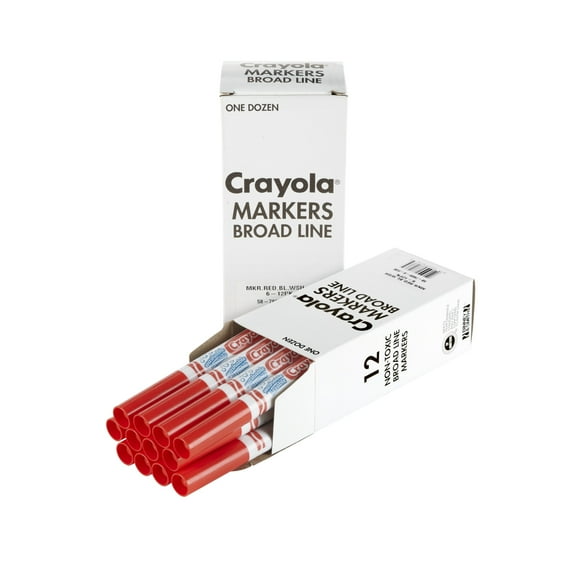 Crayola Broadline Washable Bulk Markers, Red, 2