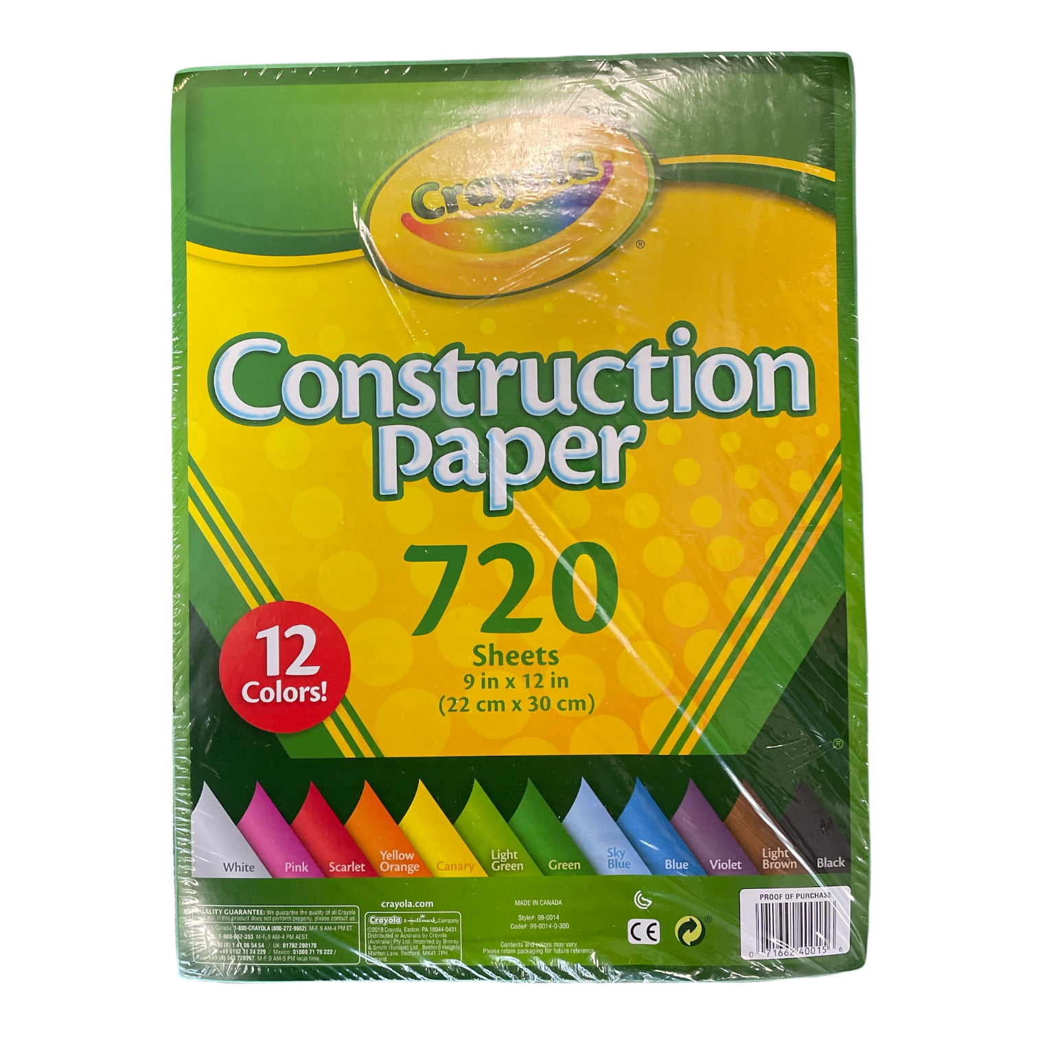 Crayola 12 Assorted Colors Construction Paper - 720 ct