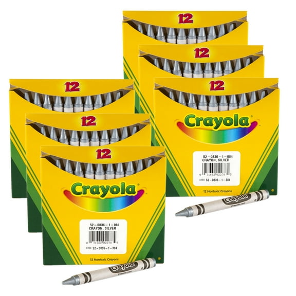 Crayola Bulk Crayons, Regular Size, Silver, 12 Per Pack, 6 Packs