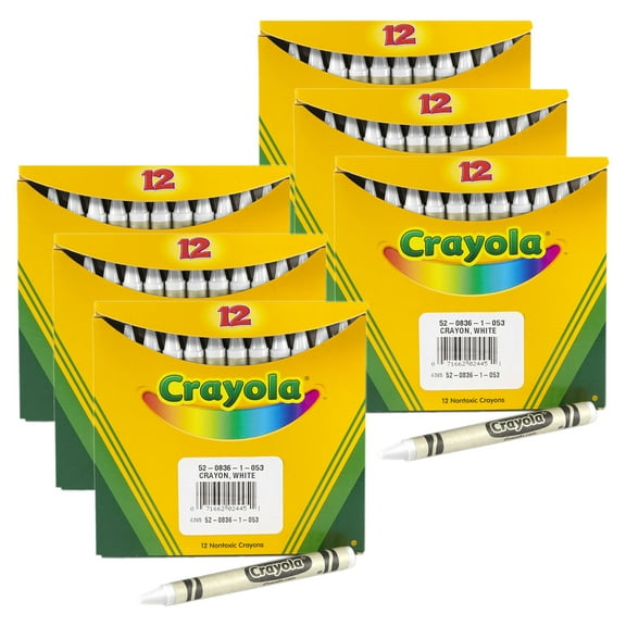 Crayola Bulk Crayons, Regular Size, White, 12 Per Pack, 6 Packs