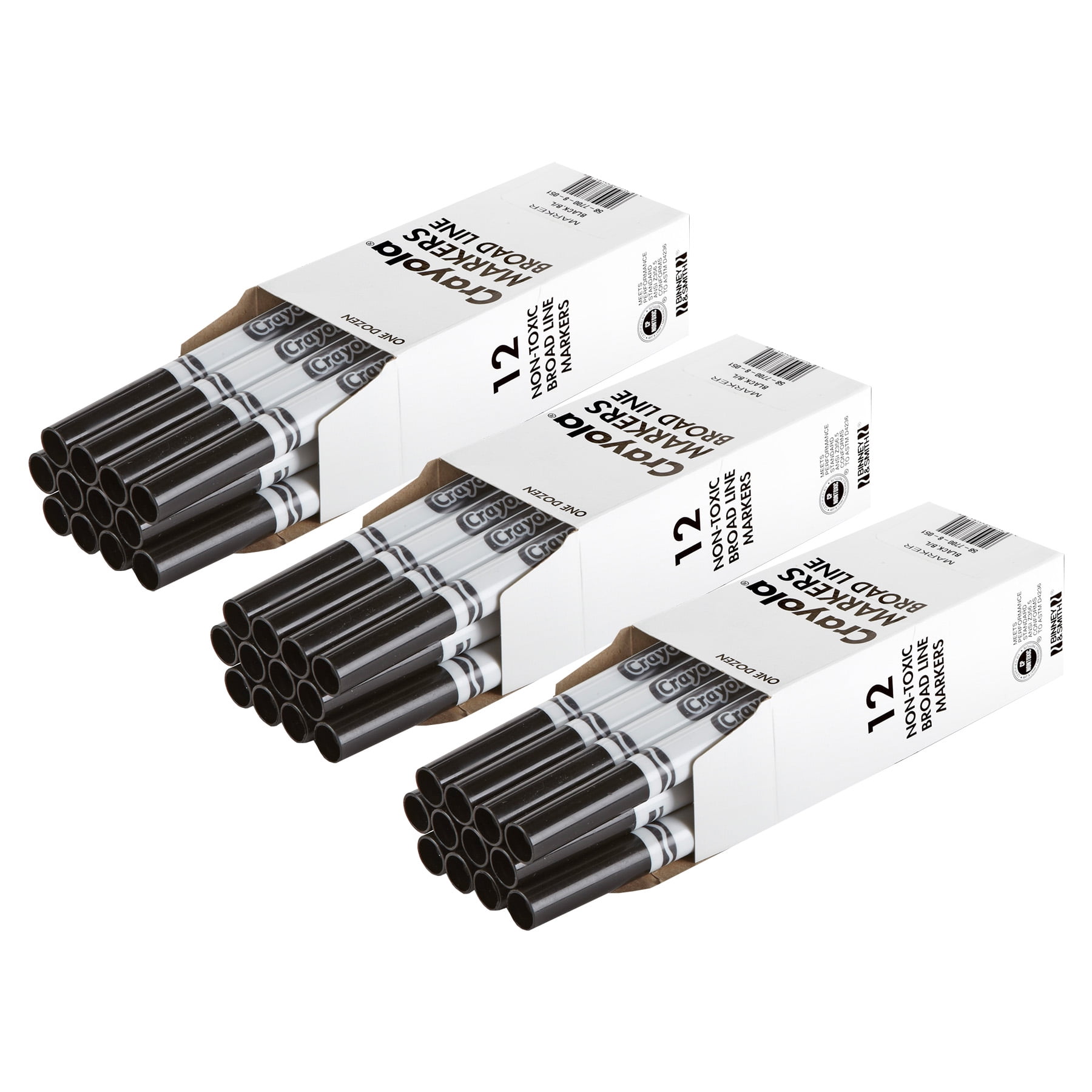 Crayola Bulk Markers, Conical Tip, Black, 12 Per Pack, 3 Packs