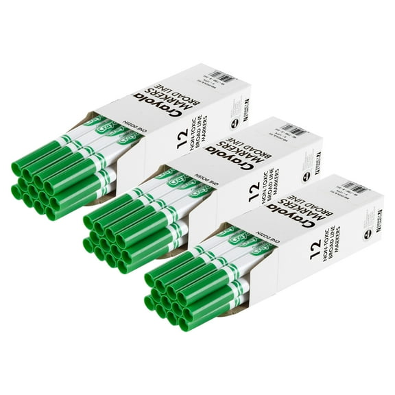 Crayola Bulk Markers, Conical Tip, Green, 12 Per Pack, 3 Packs
