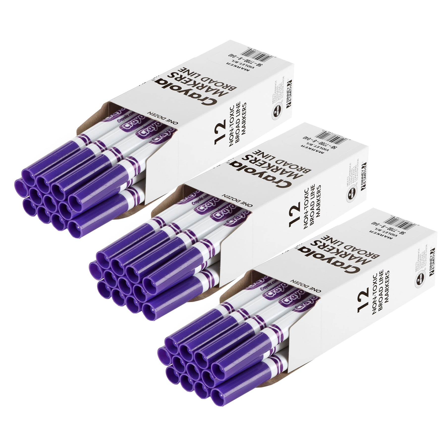 Crayola Bulk Markers, Conical Tip, Violet (Purple), 12 Per Pack, 3 Packs