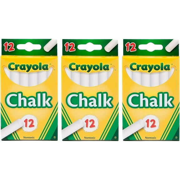 Crayola Chalk Non-Toxic White, 12 Count, 3 Pack