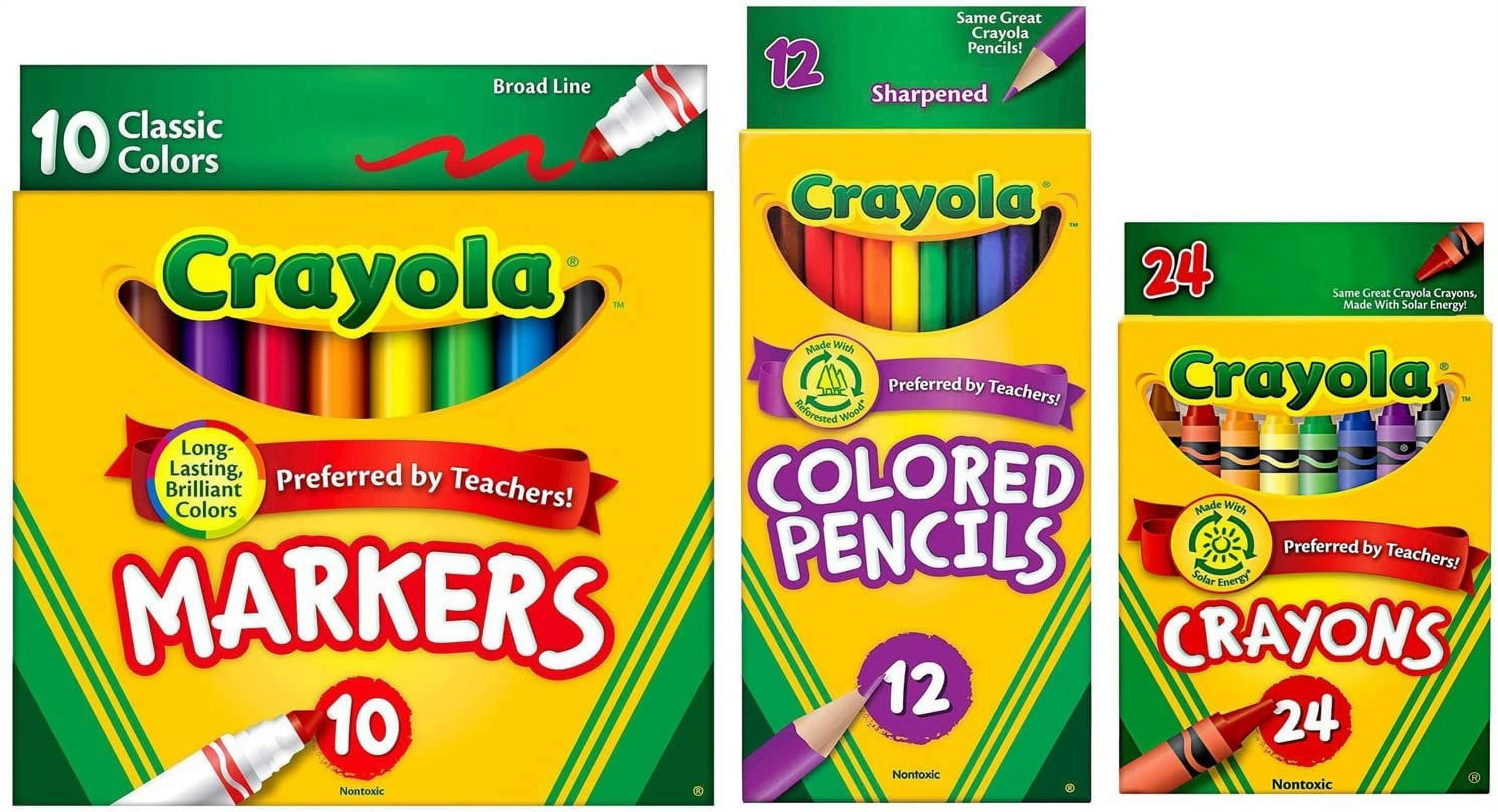 Crayola Classic Bundle: 3 Items - Crayons, Markers, Colored Pencils