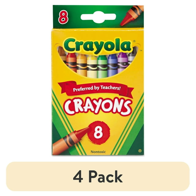 (4 pack) Crayola Classic Crayons, Back to School Supplies for Kids, 8 Ct, Art Supplies