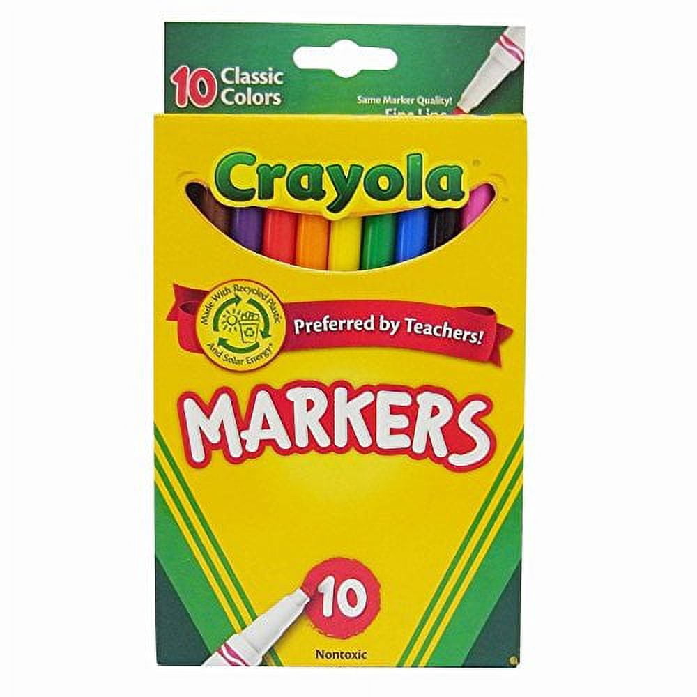 Crayola Classic Fine Line Markers Water Soluble And Water Based 10 Count (Pack Of 24)