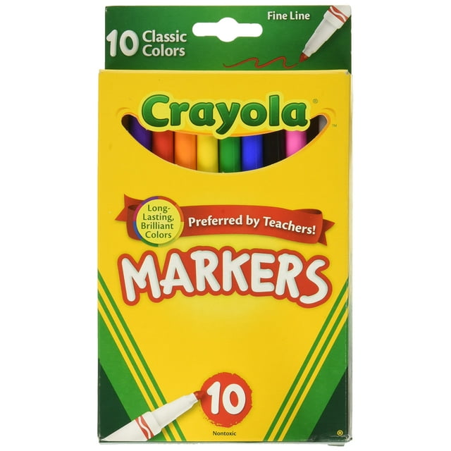 Crayola Classic Fine Line Markers Assorted Colors 10 Count