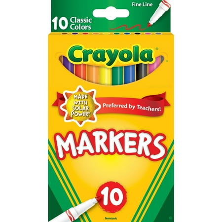 Crayola Fine Line Markers, Classic Colors, 10 Count, Back to School Supplies for Kids and Teachers, Classroom Essentials, Gifts, 3+