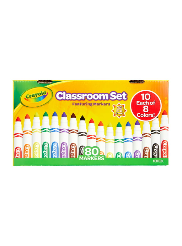 Crayola Classroom Set Broad Line Art Markers, 80 Ct, Teacher Gifts, Teacher Supplies, Beginner Child