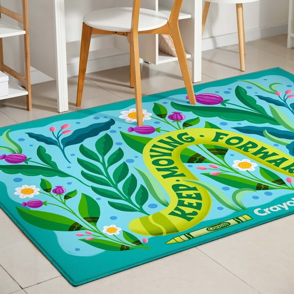 Crayola Keep Moving 3'3" x 5' Green Blue Area Rug by Well Woven