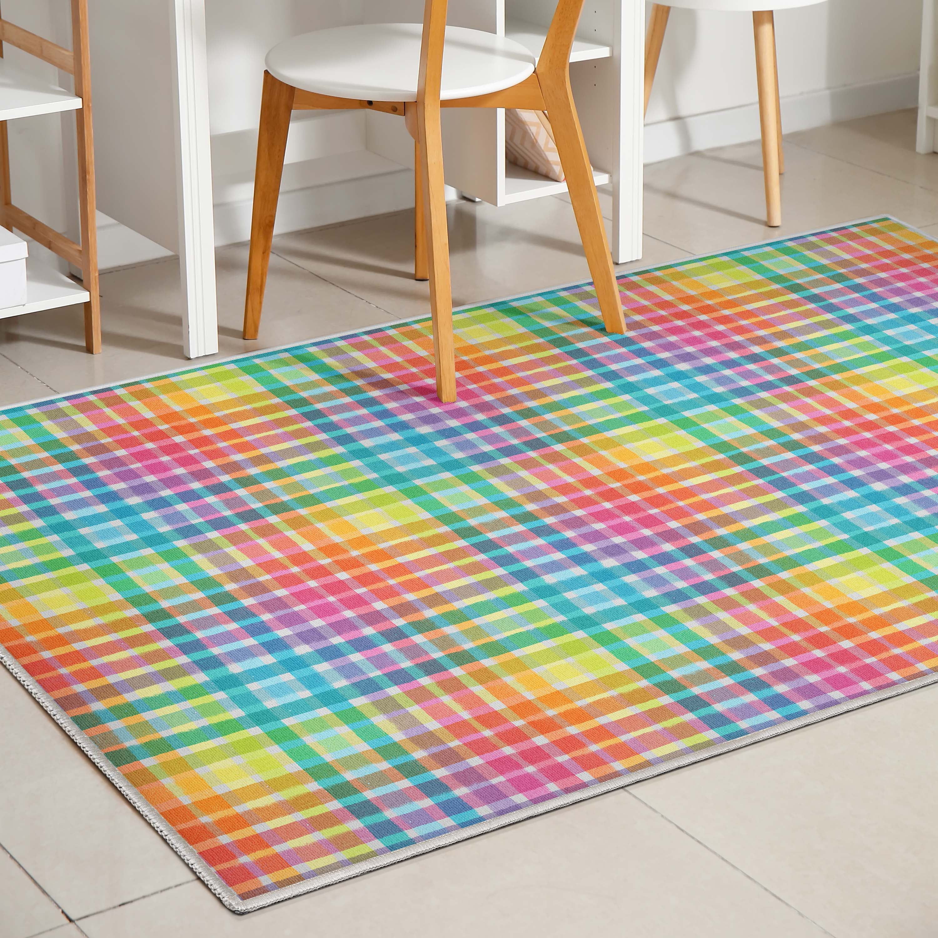 Crayola Collection By Well Woven Multi Plaid Multicolor 3'3" x 5' Area Rug