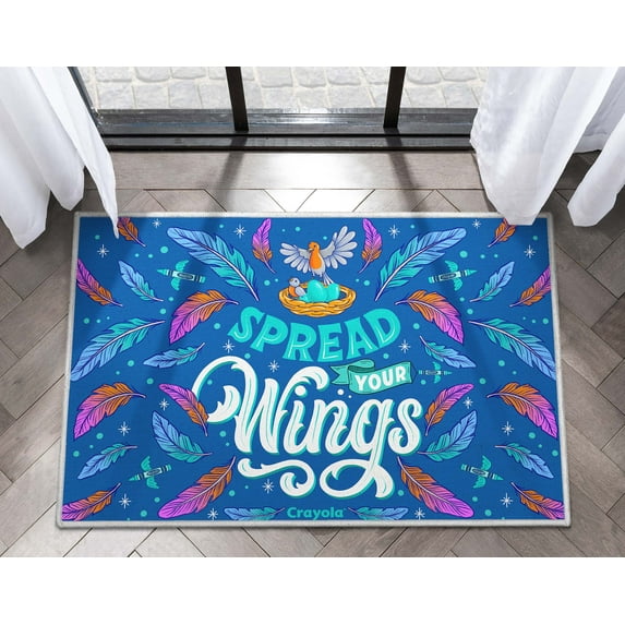 Crayola Spread Your Wings 2' x 3' Blue Area Rug by Well Woven