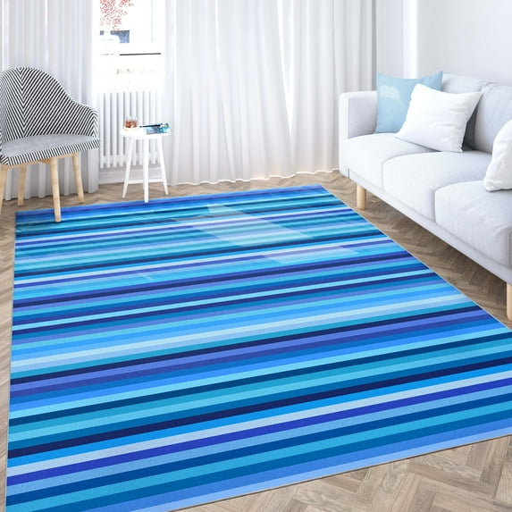 Crayola Stripe 5' x 7' Blue Area Rug by Well Woven