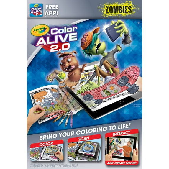 Crayola Color Alive 20 Interactive Coloring, Zombies Characters, 16 Interactive Coloring Pages, 7 Crayons