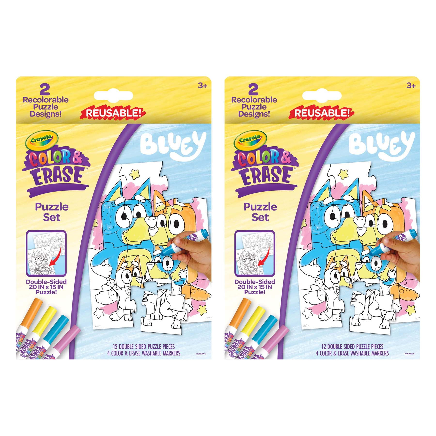 Crayola Color & Erase Reusable Puzzle Set, Bluey, Pack of 2