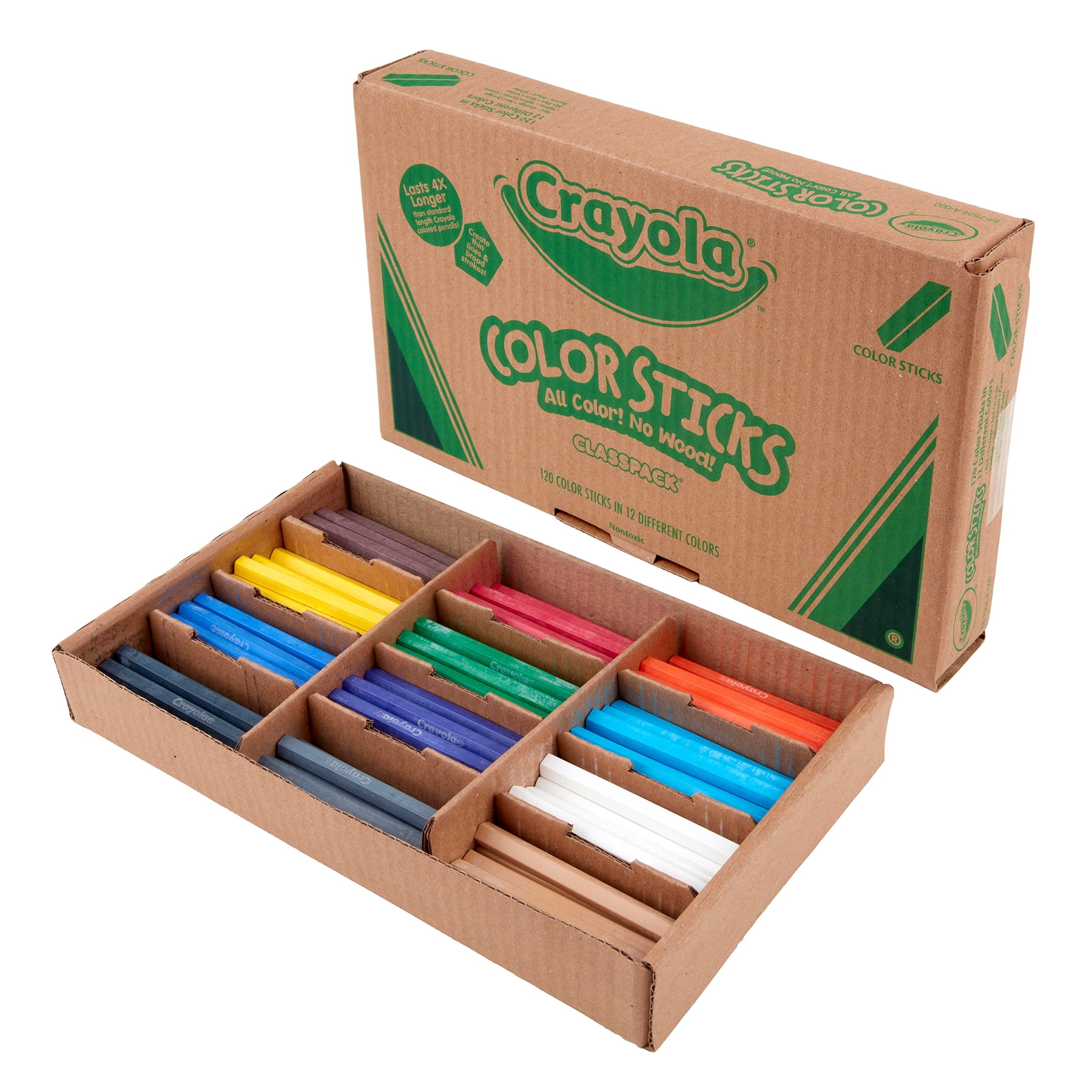 Crayola 120-Count Assorted Woodless Color Sticks for Kids