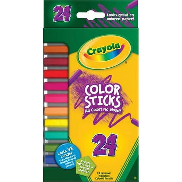 Crayola Color Sticks Woodless Pentagon Colored Pencils, Assorted Colors, Set of 24