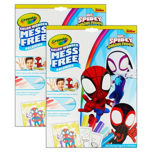 Crayola Color Wonder Coloring Pad & Markers, Spidey and His Amazing Friends, 2 Sets