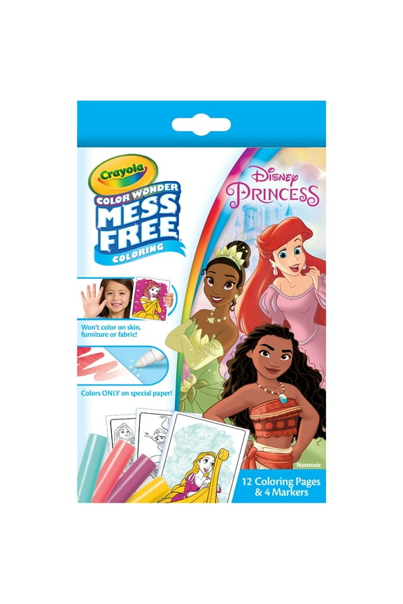 Color Wonder Disney Princess Mini Box Set, 12 Pgs & 4 Markers, Coloring Set for Toddlers, Arts and Crafts, Creative Gift for Kids, Ages 3, 4, 5, 6