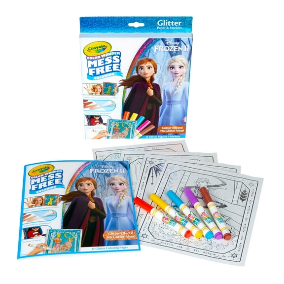Crayola Color Wonder Frozen 2 Glitter Coloring Set, Art Supplies for Toddlers, Gifts, Child, 17 Pcs
