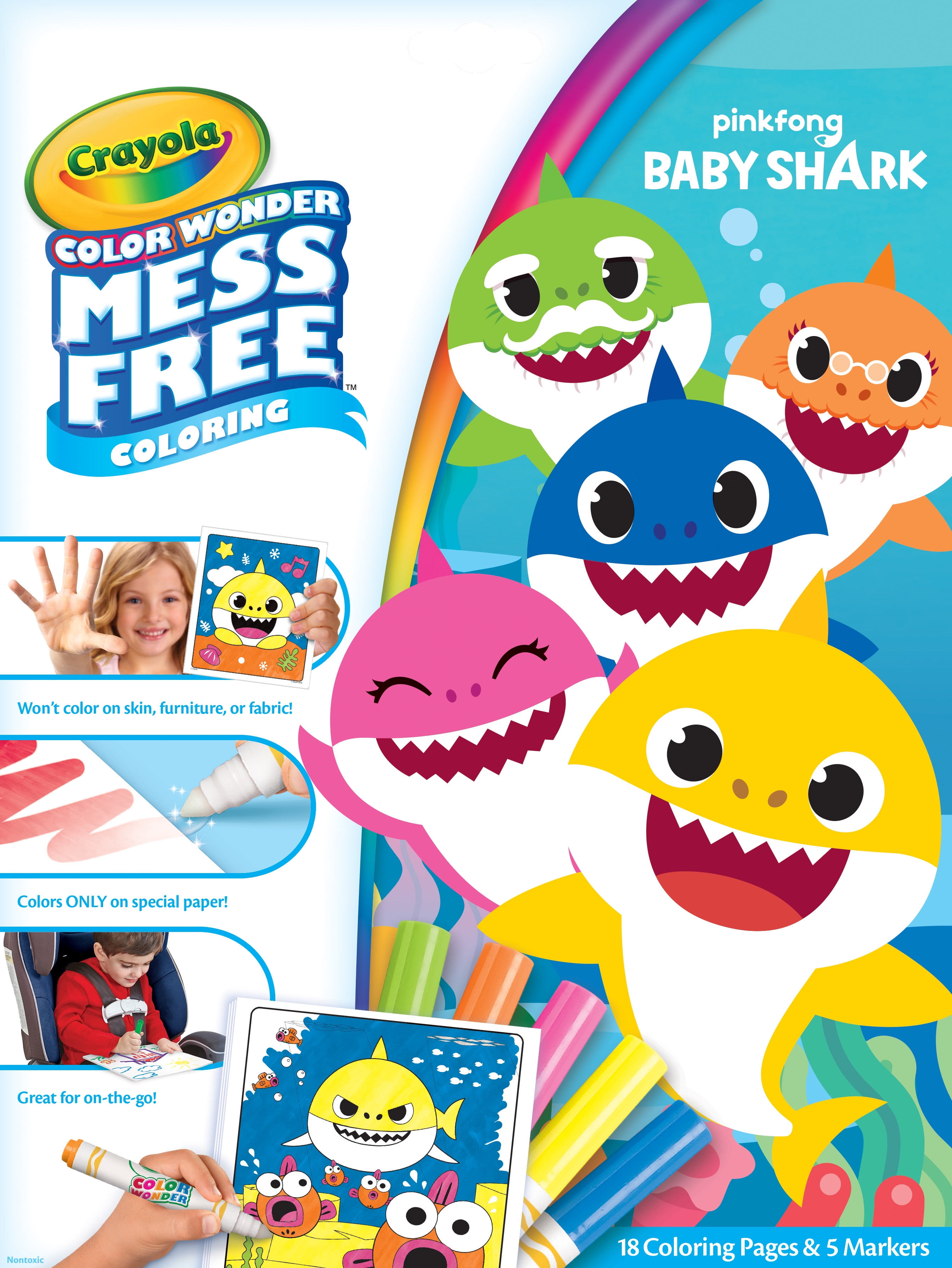 Crayola Color Wonder Coloring Book & Markers Mess Free Frozen-Baby  Shark-Lion..