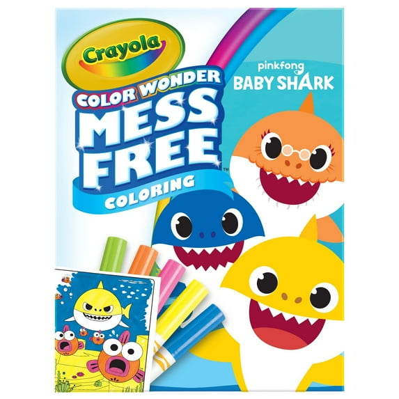 Crayola Color Wonder Mess Free Baby Shark Coloring Set, 23 Pcs, Coloring Book for Toddlers, Travel Activity, Gift, Ages 3+