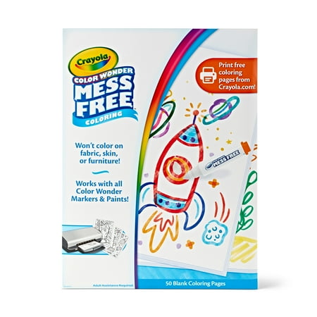 Crayola Color Wonder Mess Free Blank Coloring Pages, 50 Pgs, Toddler Coloring, Travel Activity, Creative Gifts, Ages 3+