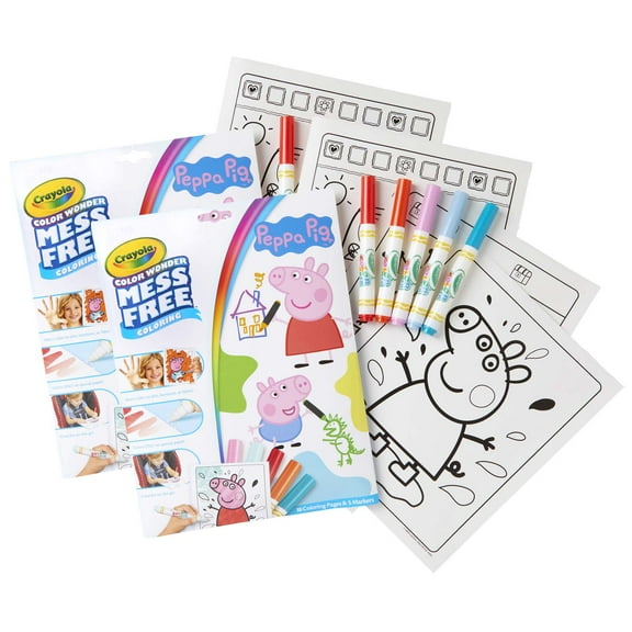 Crayola Color Wonder Mess Free Coloring Pad & Markers, Peppa Pig, 2 Sets