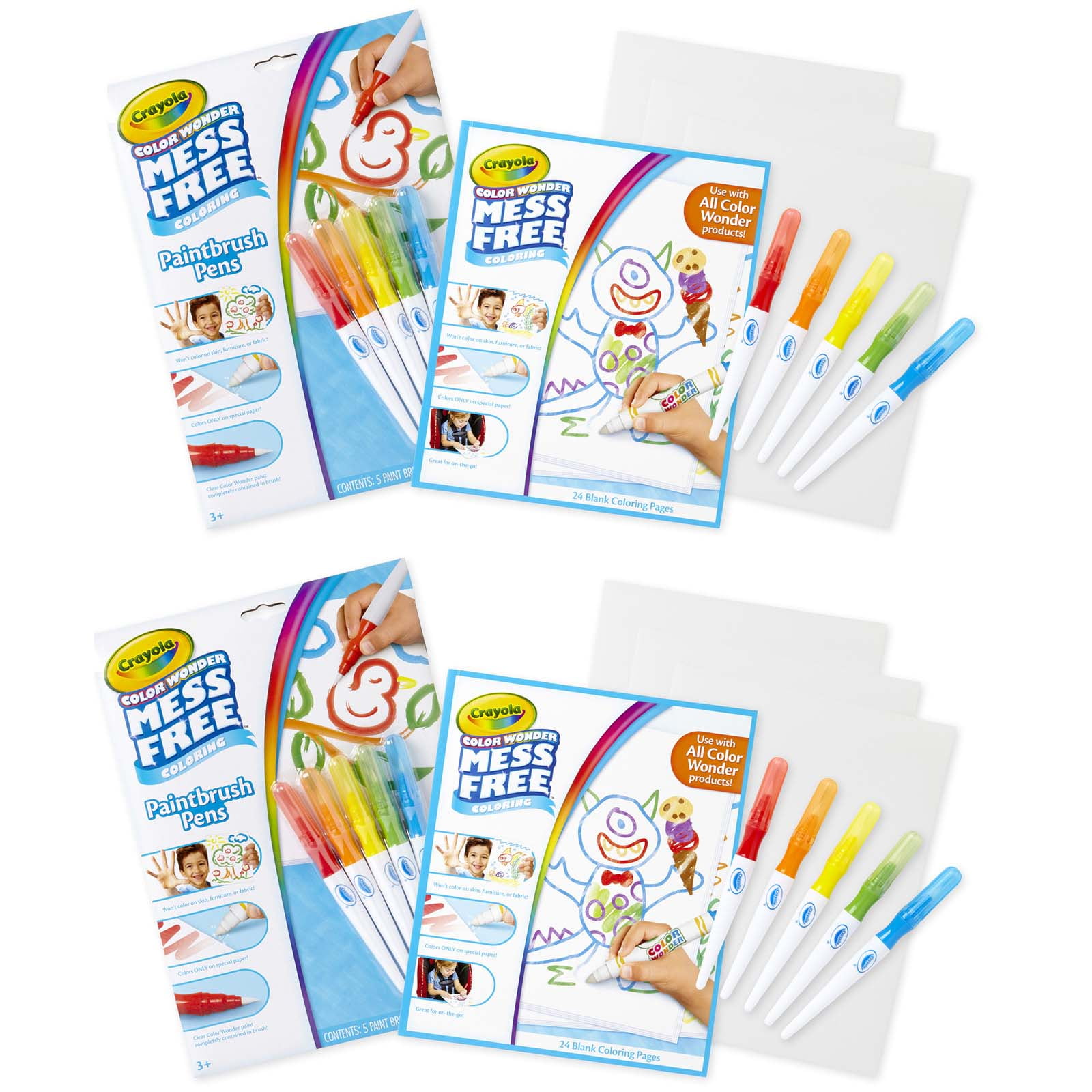 Crayola Color Wonder Mess Free Paintbrush Pens & Paper, 2 Sets