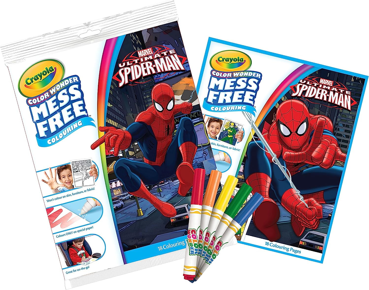Crayola Color Wonder Mess Free Spiderman 18 Mess Free Coloring Pages & 5  Markers