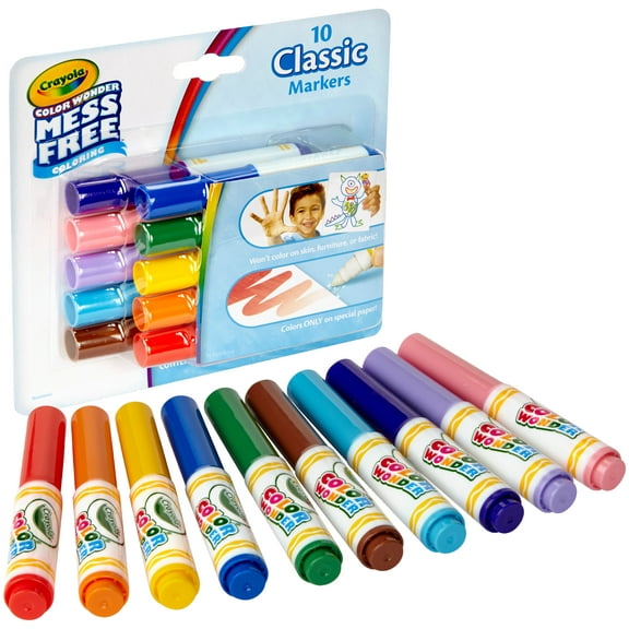 Crayola Color Wonder Mini Markers in 10 Classic Colors, Easter Basket Stuffer for Toddlers, Beginner Child