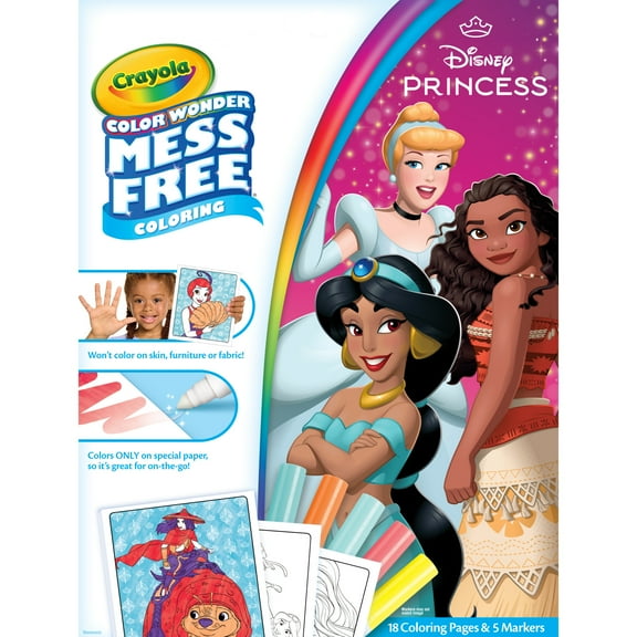 Crayola Color Wonder Disney Princess Coloring Pages, Mess Free Coloring, Gift for Kids, Age 3, 4, 5, 6