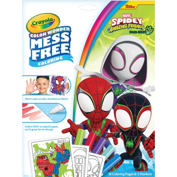 Crayola Color Wonder Mess Free Coloring Pages & Markers, Easter Basket Stuffer, Spidey & His Amazing Friends Art Supplies, Travel Activity, Easter Gift for Kids, 3+