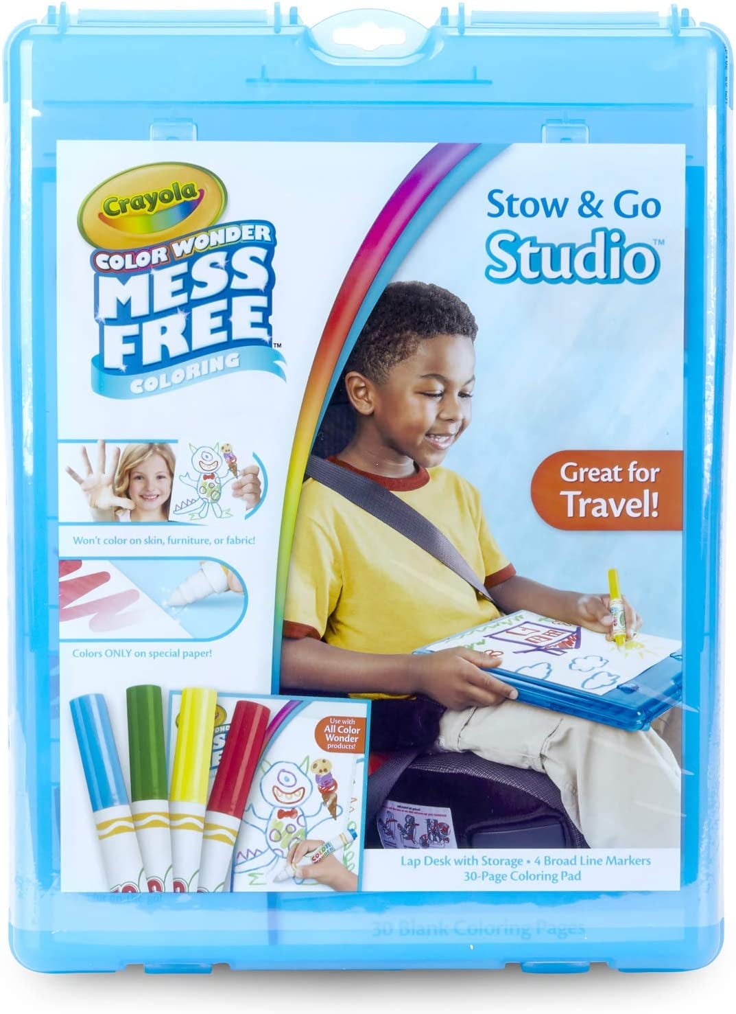 Crayola Color Wonder Stow \u0026 Go Studio Lap Desk Mess-Free Coloring, Storage, and Travel for Kids