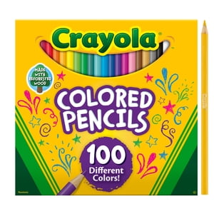 Lápices de colores Crayola, 100 piezas, útiles escolares de regreso a clases, lápices para colorear para adultos, esenciales para el aula de arte, regalo para colorear para maestros y niños, edades 5+