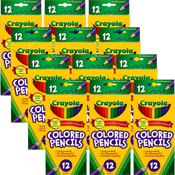 Crayola Long Colored Pencils, Assorted Colors, 12-Count, Pack of 12