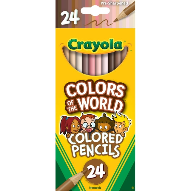 Crayola Colored Pencils 24 Pack, Colors of the World, Skin Tone Colored Pencils, 24 Colors, Child