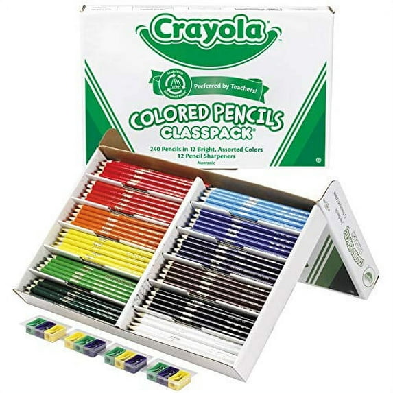 Crayola Colored Pencils, Bulk Classpack, Classroom Supplies, 12 Assorted Colors, 240 Count, Standard